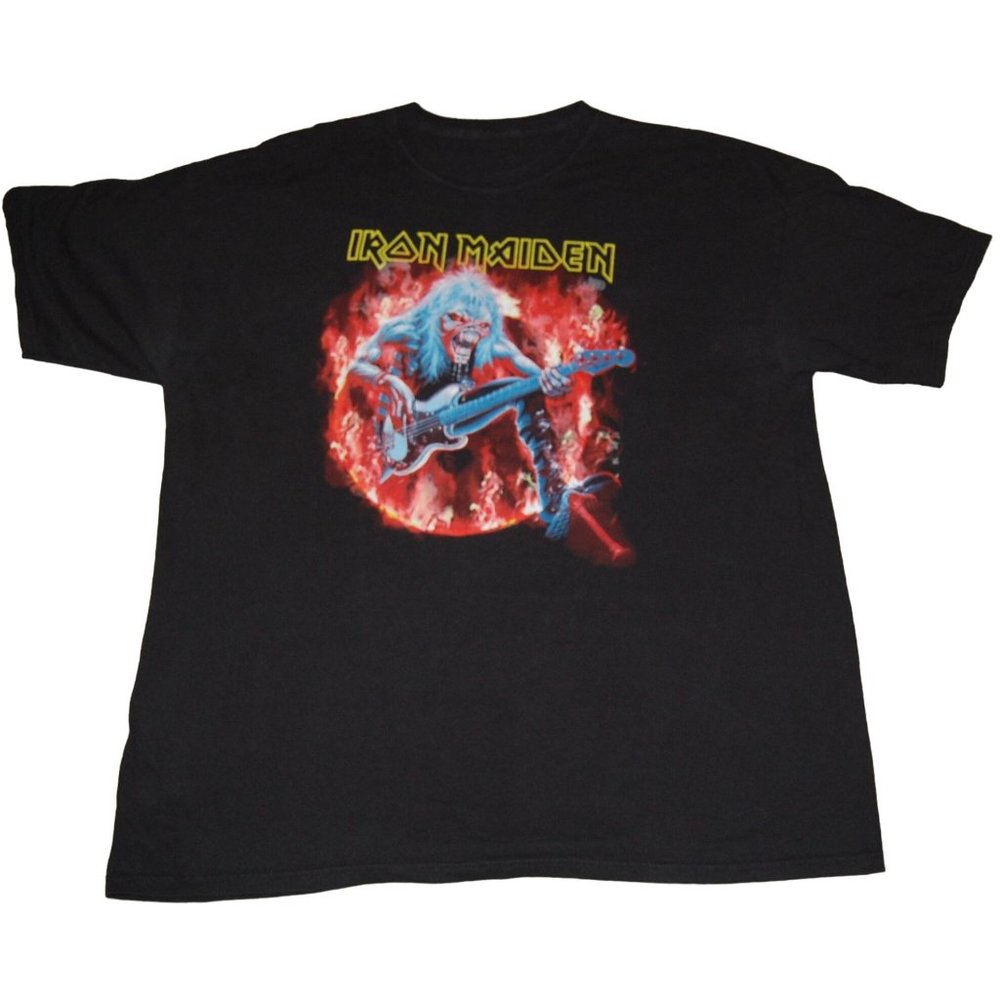 Iron Maiden A Real Live One Short Sleeve T-Shirt Adult XL Fiery Guitar Eddie